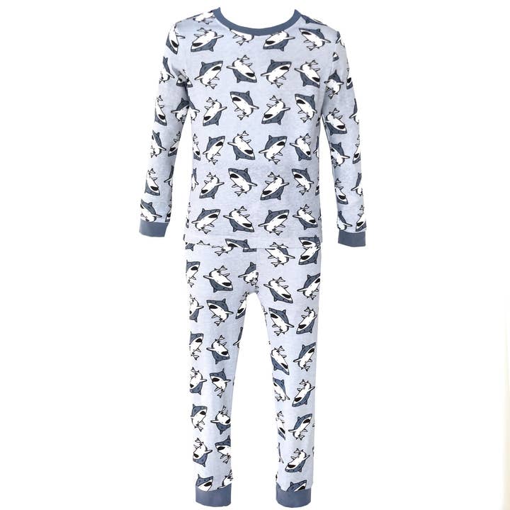 Children's Cotton Boy Shark Pajamas Sharks PJs Boys Jammies Set for wholesale by Knotty Kid