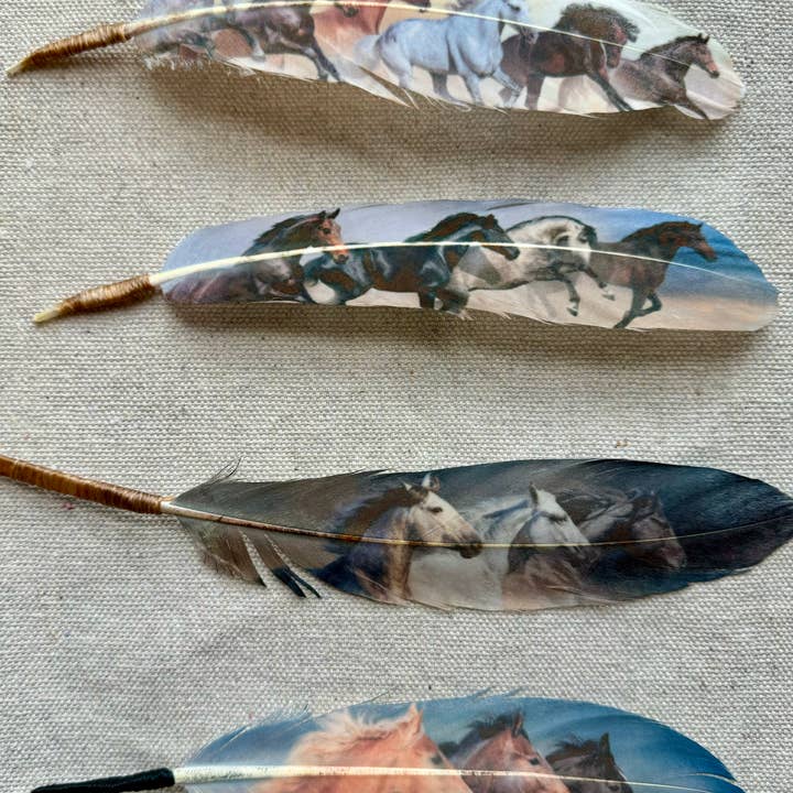 Buckaroo Supply Company - Wholesale Hat Accessory - Women's - Blue Wild Horses Hat Feather - Western Hat Accessory