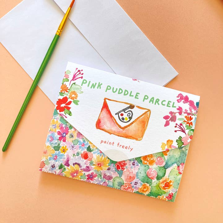 Pink Puddle Studio - Wholesale DIY Craft Kit - Pink Floral Rose Still Life Watercolor Paint by Number Kit 7