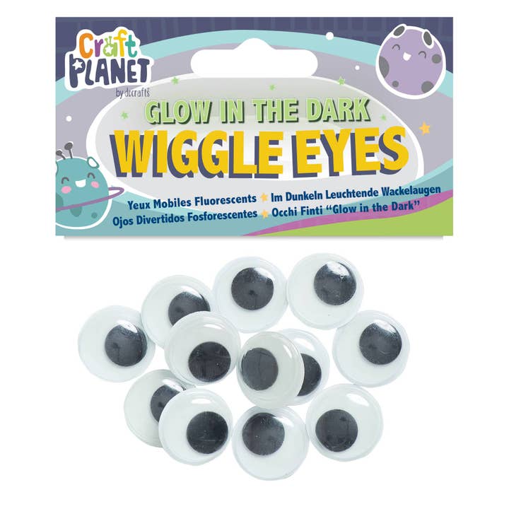 West Design Products UK – wholesale Toy set – Kids – Craft Planet Wiggle Eyes 12 Pieces Glow-In-The-Dark