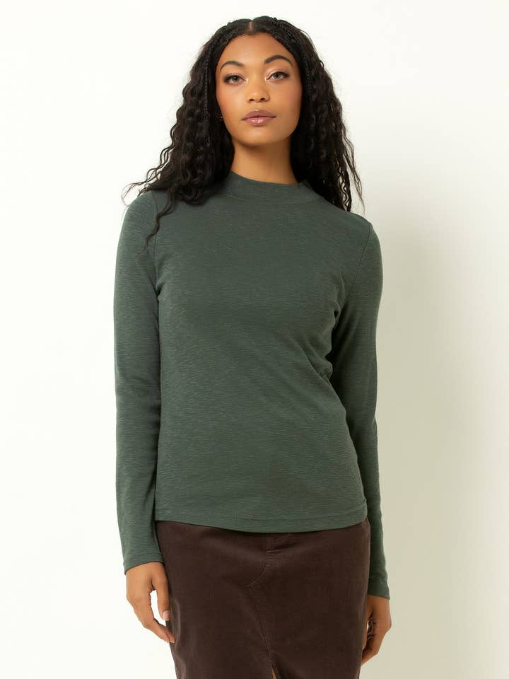Cape Cod Long Sleeve Knit Top - Hunter Green for wholesale by Single Stitch