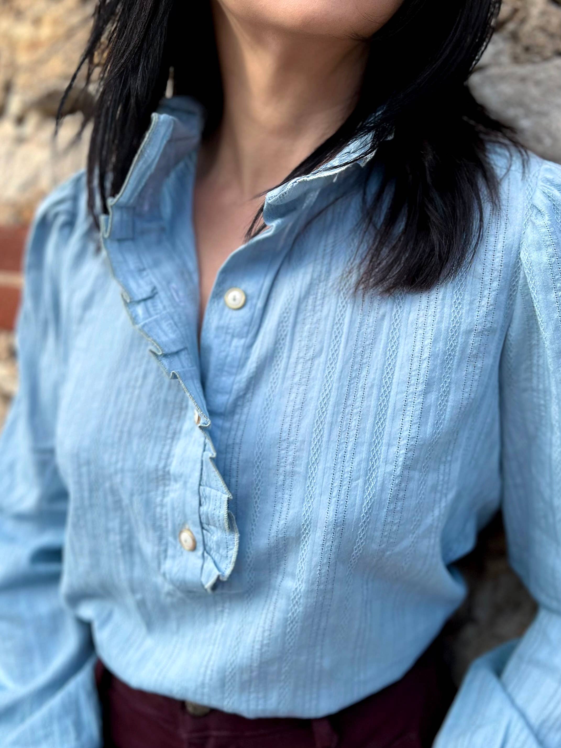 MY DRESS MADE - Wholesale Blouse - Women's - IRIS sky blue embroidered fabric - 100% cotton7