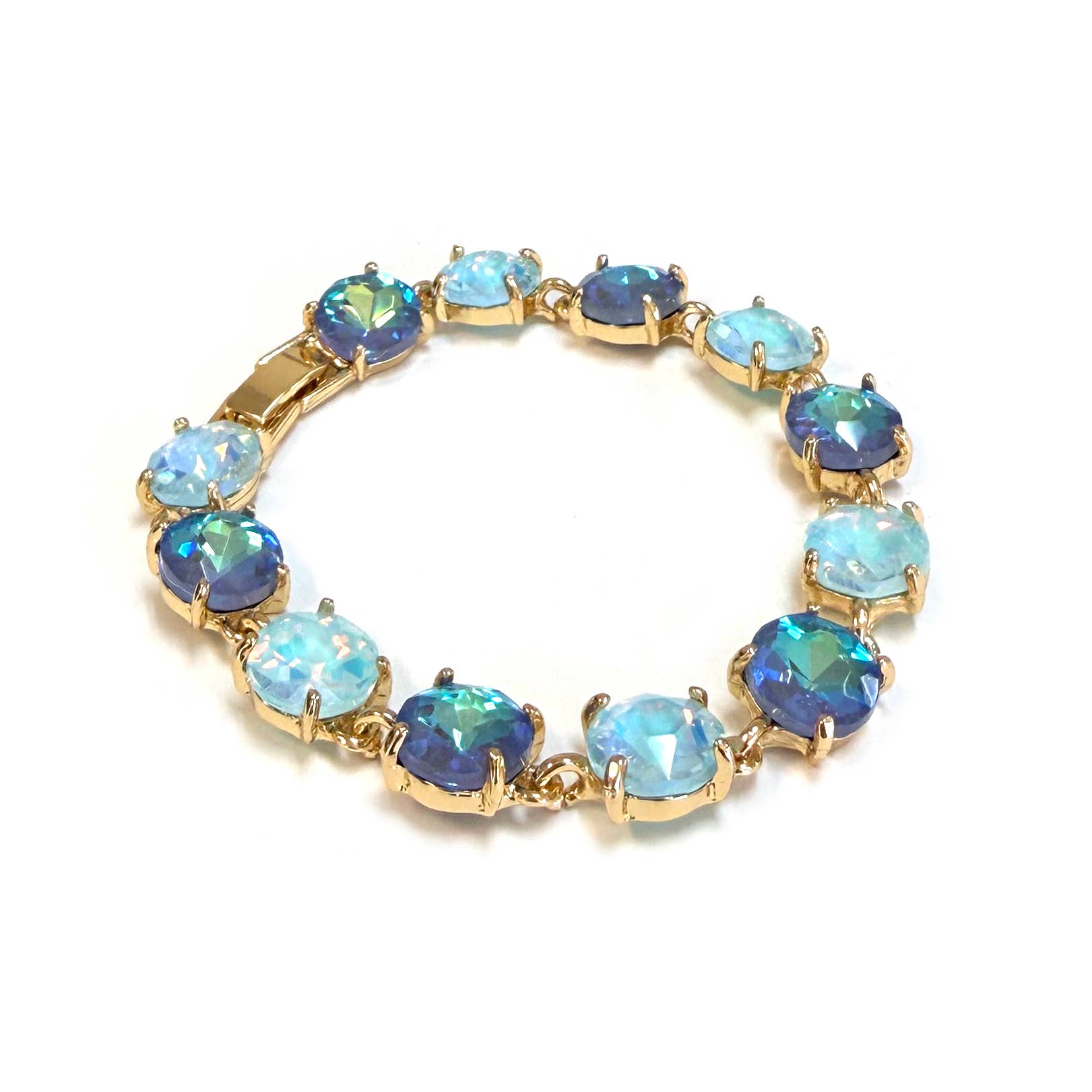 StarryNYC - Wholesale Link & Chain Bracelet - Round Cushion Cut Crystal Glass Linked Bracelet35