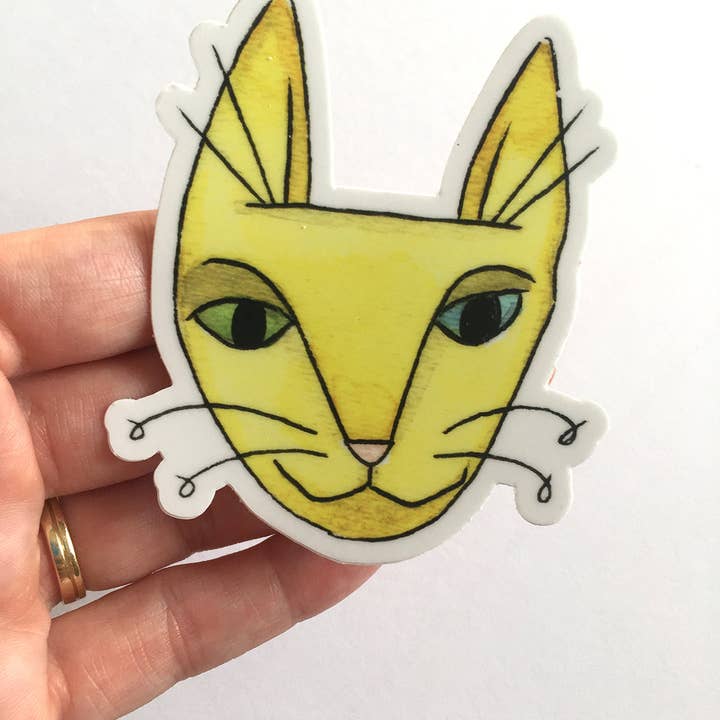 Autocollant Chat Jaune pour la vente par Cat People Press