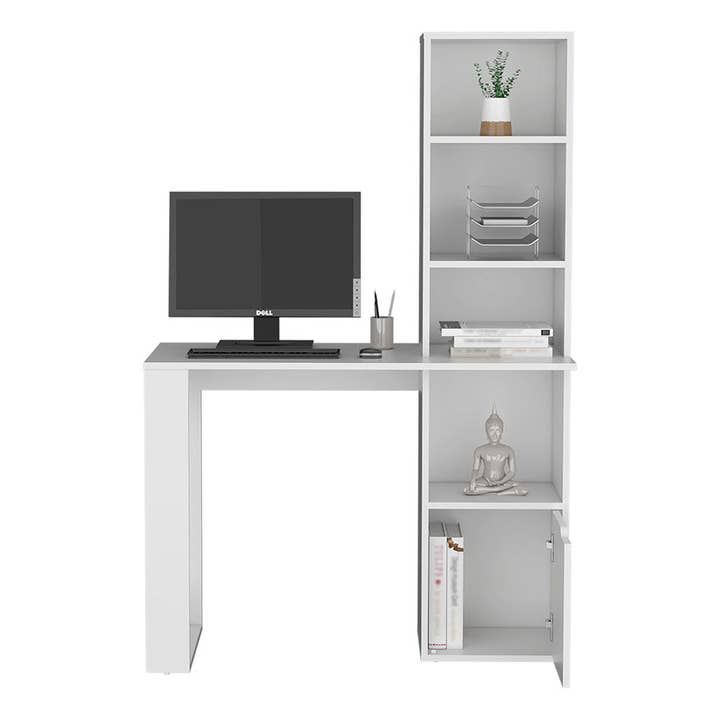 Treevol Furniture - Wholesale Bookcase - Aragon Office Desk, Four-Tier Bookcase, White Finish