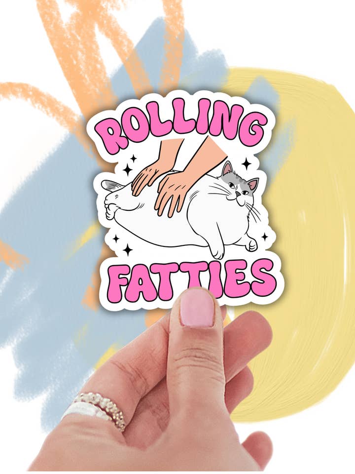 Pegatina divertida de gato Rolling Fatties, calcomanías graciosas para venta al por mayor de Lalatina Shop