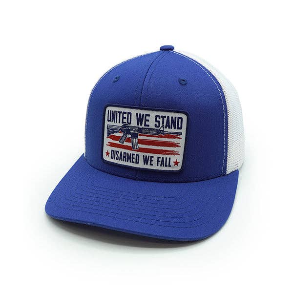 Shield Republic - Wholesale Trucker Hat - Men's - United We Stand Disarmed We Fall Woven Patch Hat