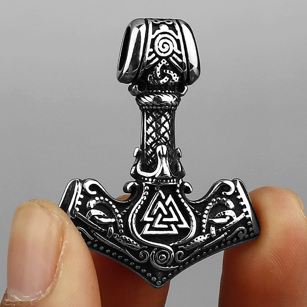 Mio Queena - Wholesale Craft Supplies - Viking Quake Odin Triangle Rune Stainless Steel Charm-MJ/MNP3