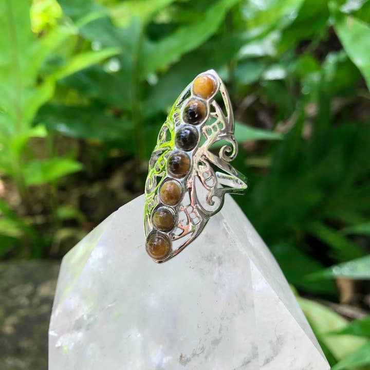 Moon Child - Wholesale Cocktail/Statement Ring - Tiger's Eye Bohemian Style Gemstone Ring