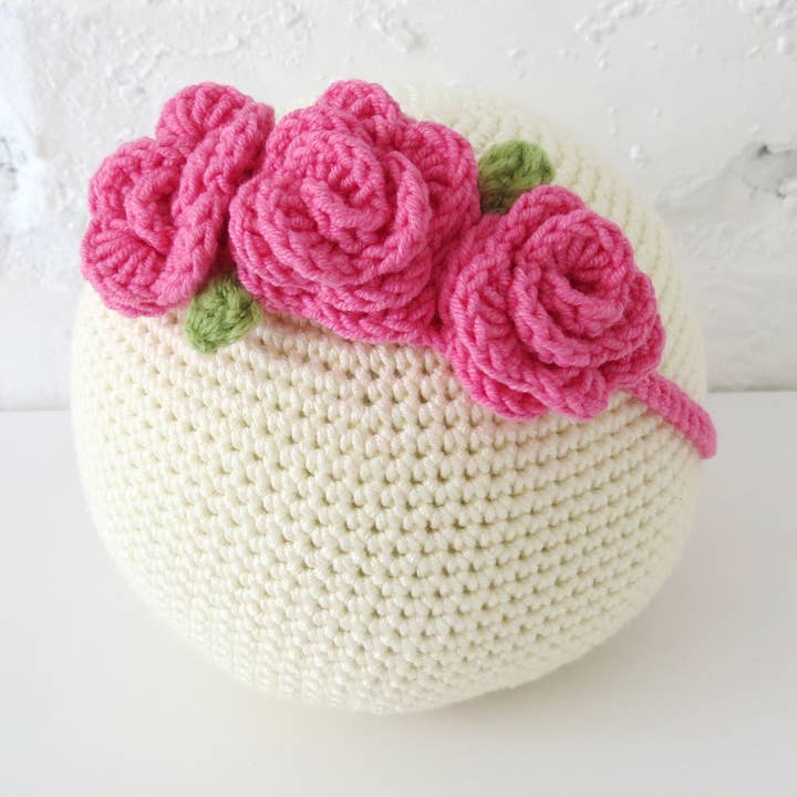 Roze babyhoofdband met bloemen, kroon voor pasgeborenen, rekwisiet voor babyfoto's voor wholesale door FairyBabyGifts