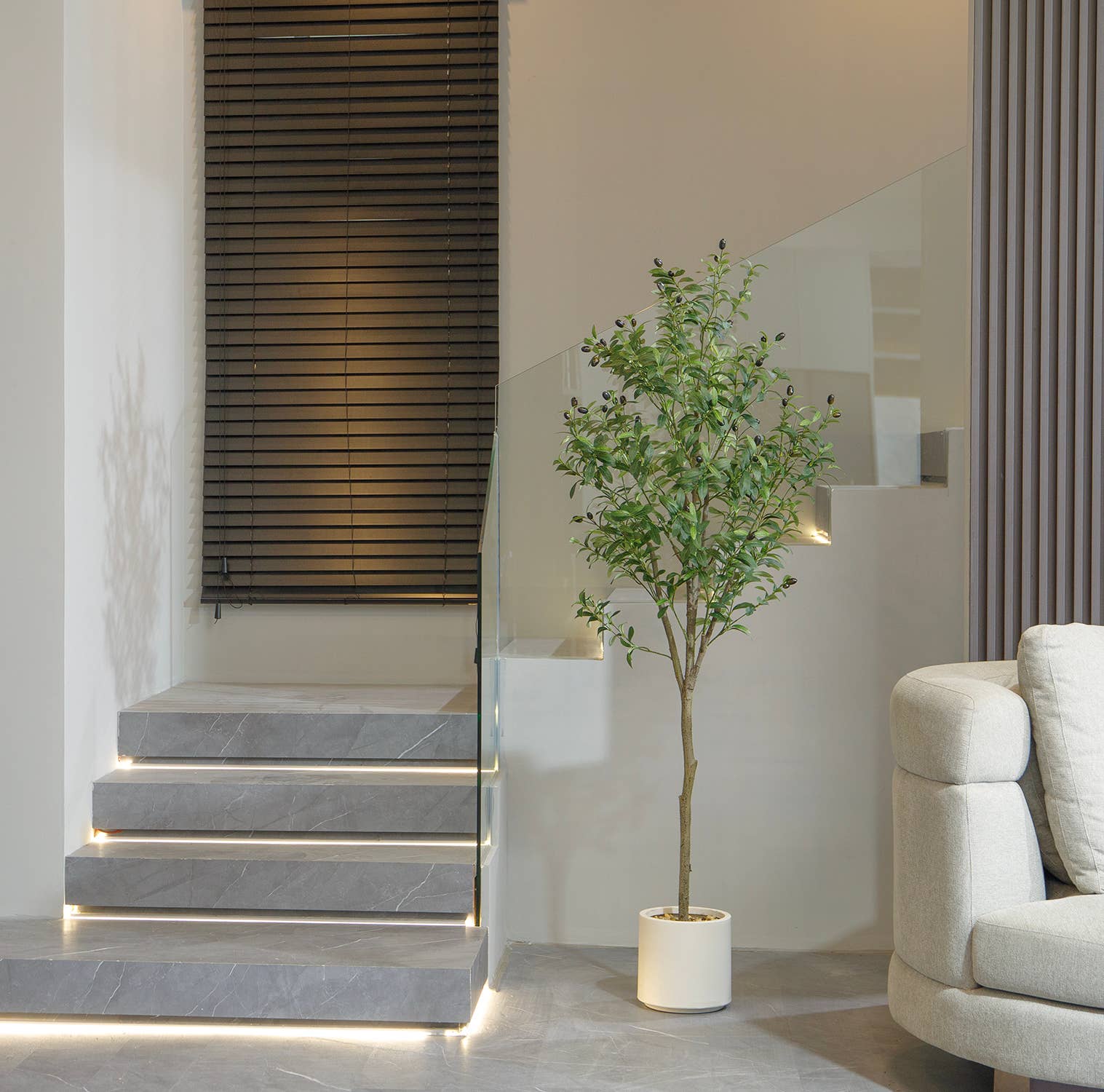 Vintage Home - Wholesale Artificial Plant - 67" Artificial Faux Olive Tree in a Beige Resin Planter5