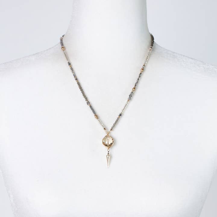 Anne Vaughan Designs Jewelry - Wholesale Pendant/Charm Necklace - Silver & Gold 18.5-20.5" Czech Glass With Crystal Collage Necklace
