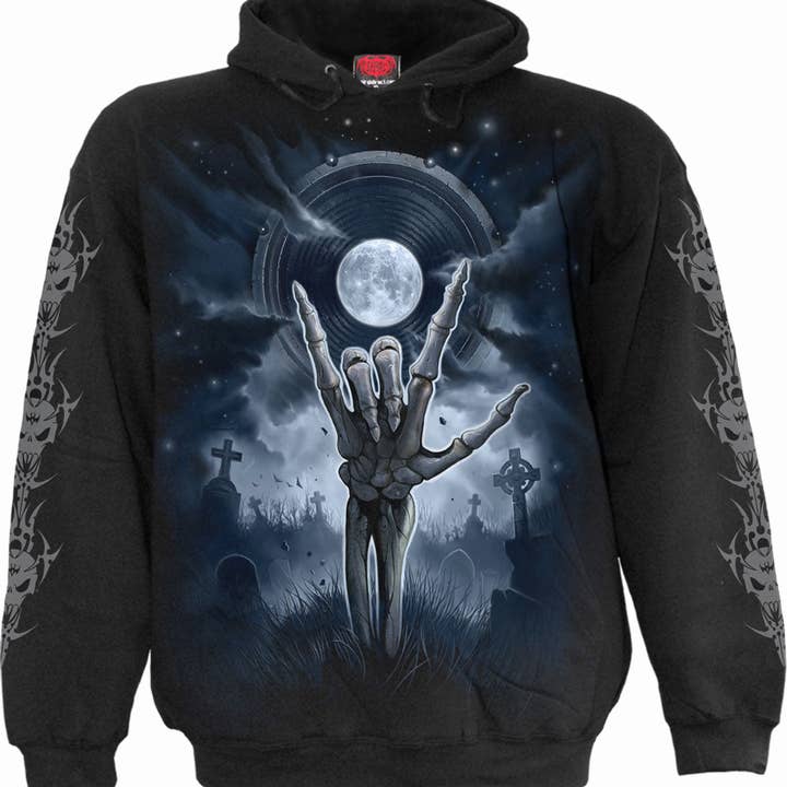 GRIM ROCKER - Sudadera con capucha negra para venta al por mayor de Spiral