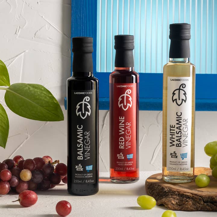 Laconic Foods - Wholesale Vinegar - White Balsamic Vinegar | Greek Vinegar from Kalamata | 250ml Glass Bottle2