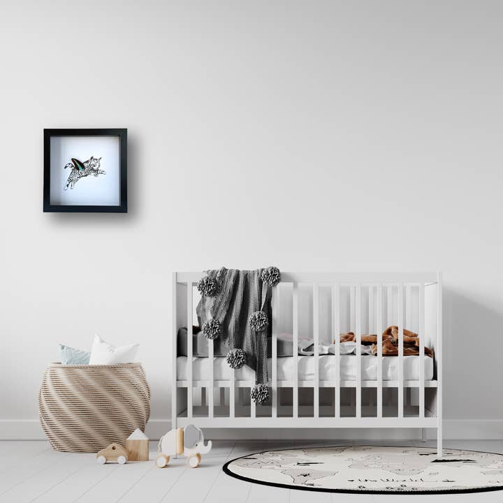 Isms - Wholesale Art Print - Tabby Cat Framed Art with Real Butterfly Wing3