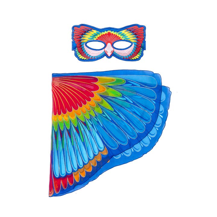 DREAMY DRESS-UPS® - Wholesale Costume - Kids - Scarlet Macaw Parrot Wings + Mask (Kids Cape Costume Set)