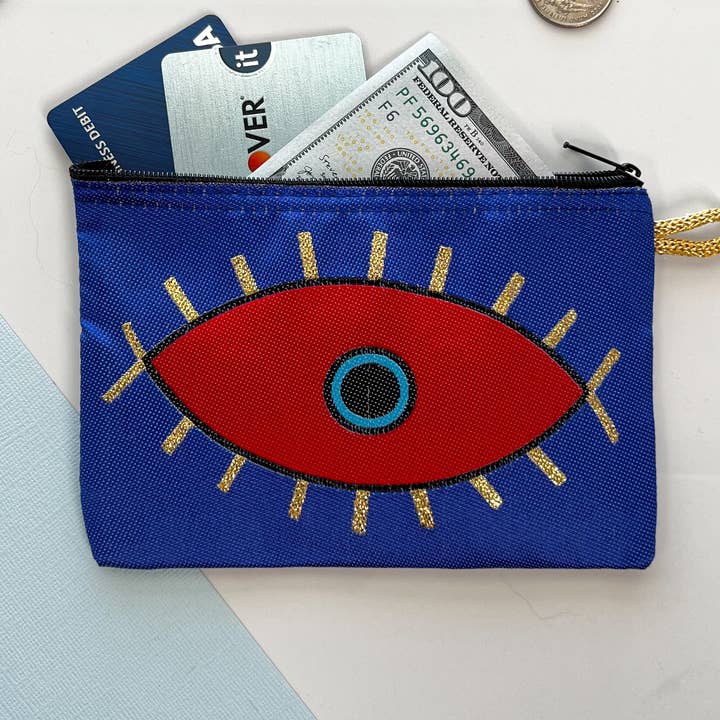 Evil Eye Coin Purses, Zipper Pouches, Handmade Coin Purses for wholesale by Umays Boho