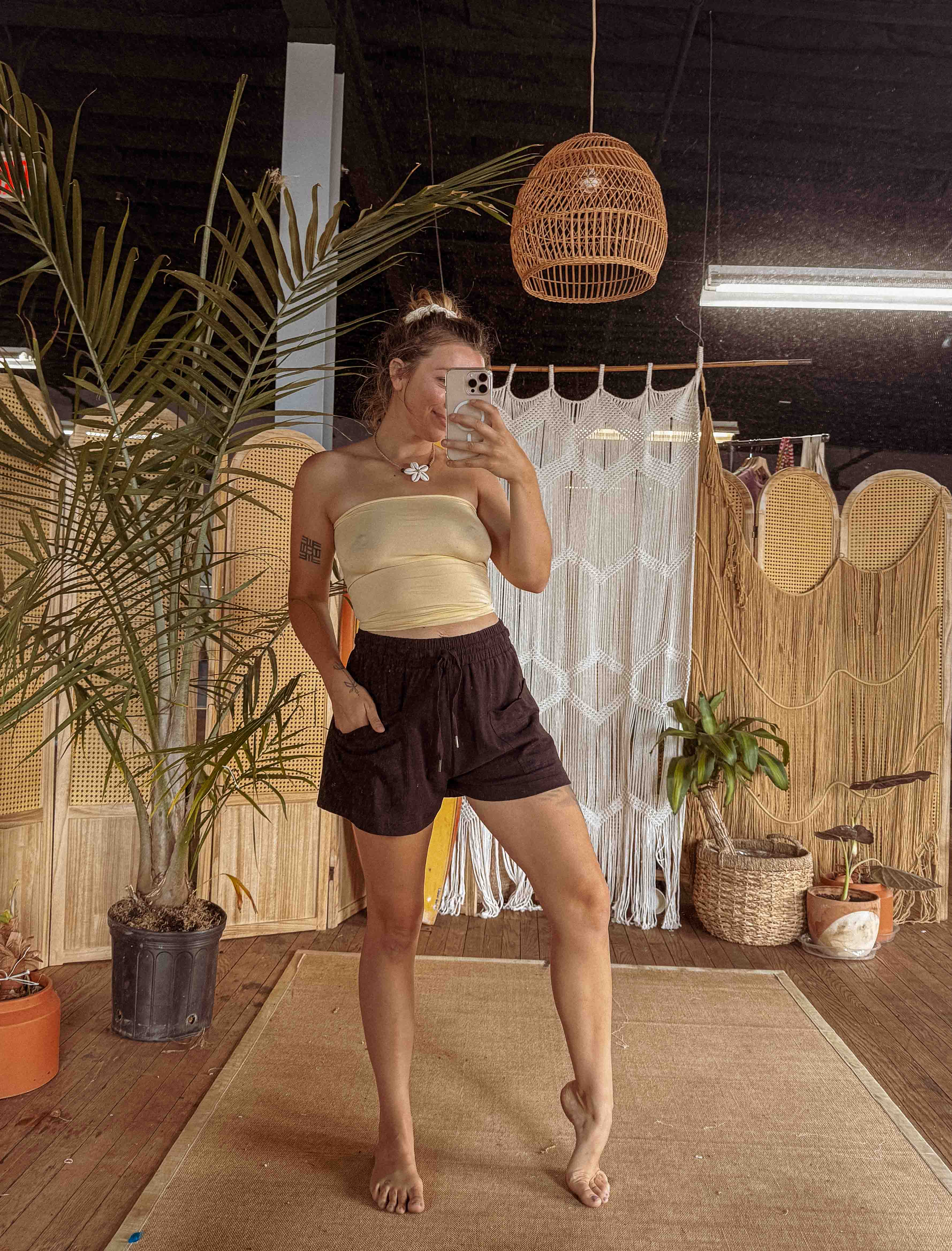 Gardenbelle Shop - Wholesale Shorts - Women's - Organic Hemp Boho Shorts, Slouchy Natural Shorts4