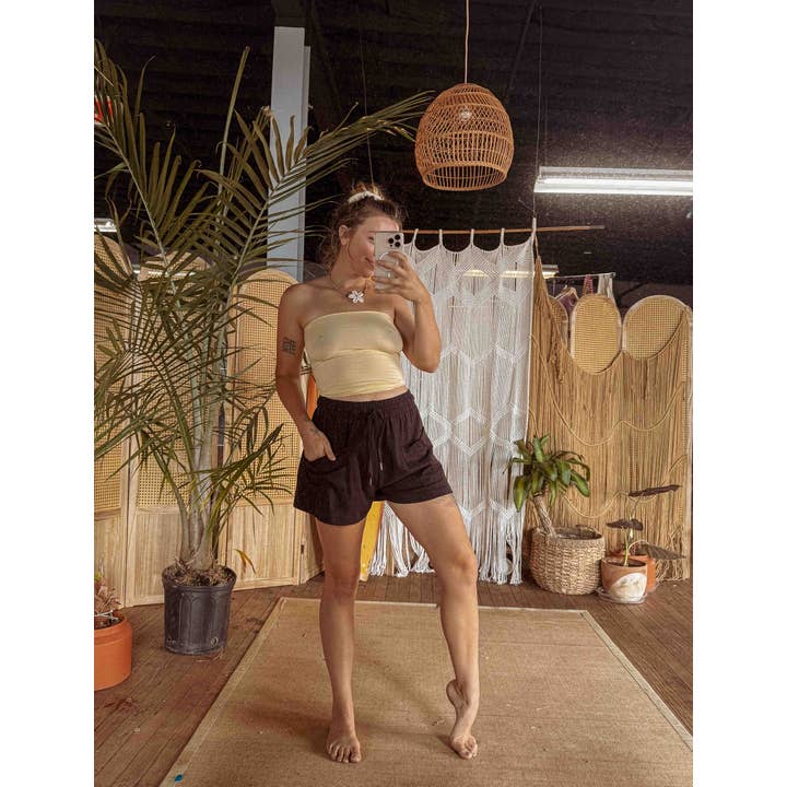 Gardenbelle Shop - Wholesale Shorts - Women's - Organic Hemp Boho Shorts, Slouchy Natural Shorts4