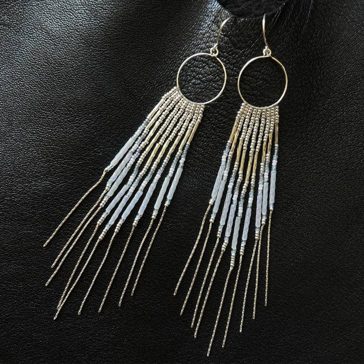 Maui Swan Sterling White And Silver Seed Bead Earrings Solid for wholesale by Maui Swan Designs