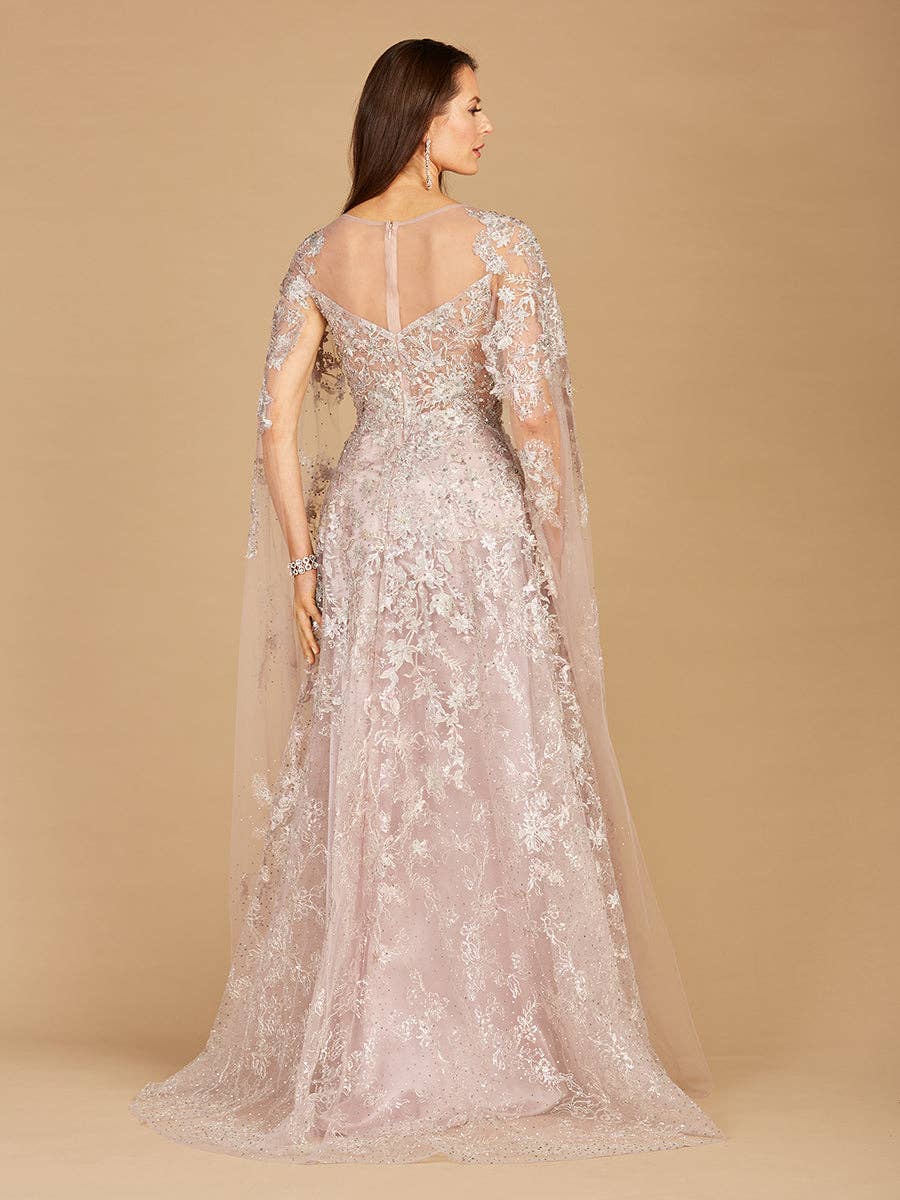 Lara New York - Wholesale Gown - Women's - Lace Gown with Cape Sleeves, Sweetheart Neckline7