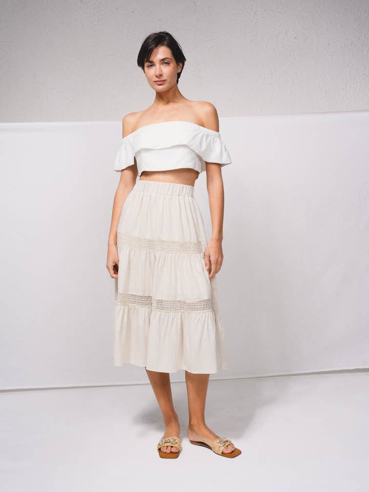 249425 - Rok in linnenmix met kanten applicaties voor wholesale door SMF