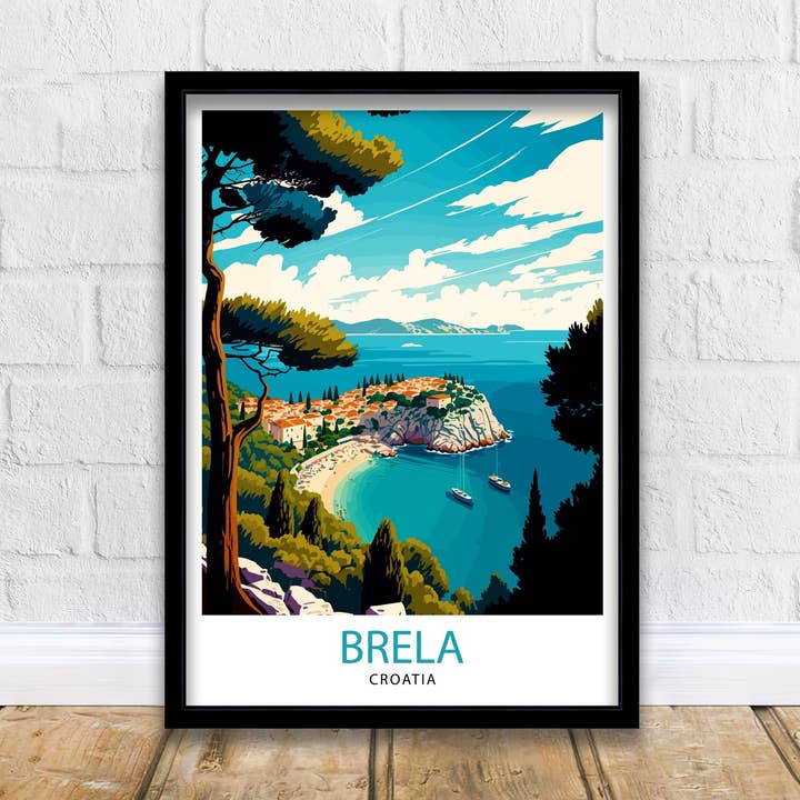 Brela Croatia Travel Poster Brela Wall Art, Brela Home Decor Brela Illustration Travel Poster Gift Croatia Home Decor for wholesale by InkNPrintz
