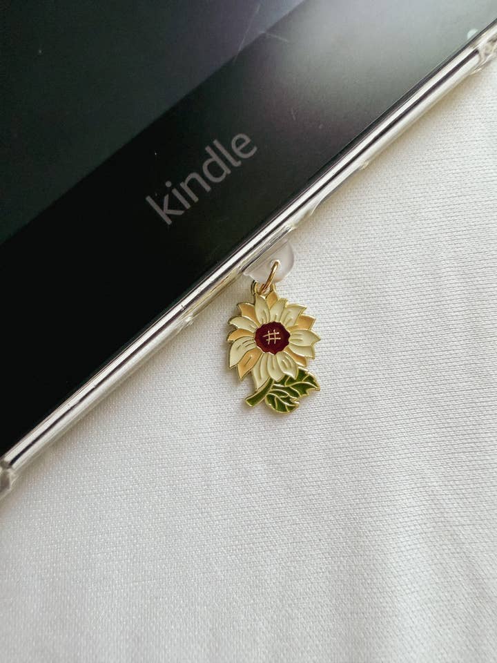 Flower Kindle Charm Kindle Dust Plug Charm Kindle Accessories USB-C Dust Plug Charm Ipad Charm Bookish Gift Bookish Merch Dust Plug Booklover Gift for wholesale by Violet Moon Studio
