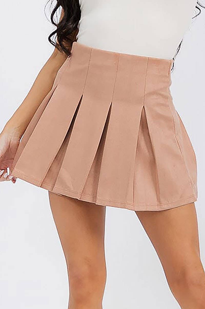 ROUSSEAU – wholesale Kjol - Dam – Sammet elastisk midja veckad utsvängd minikjol20