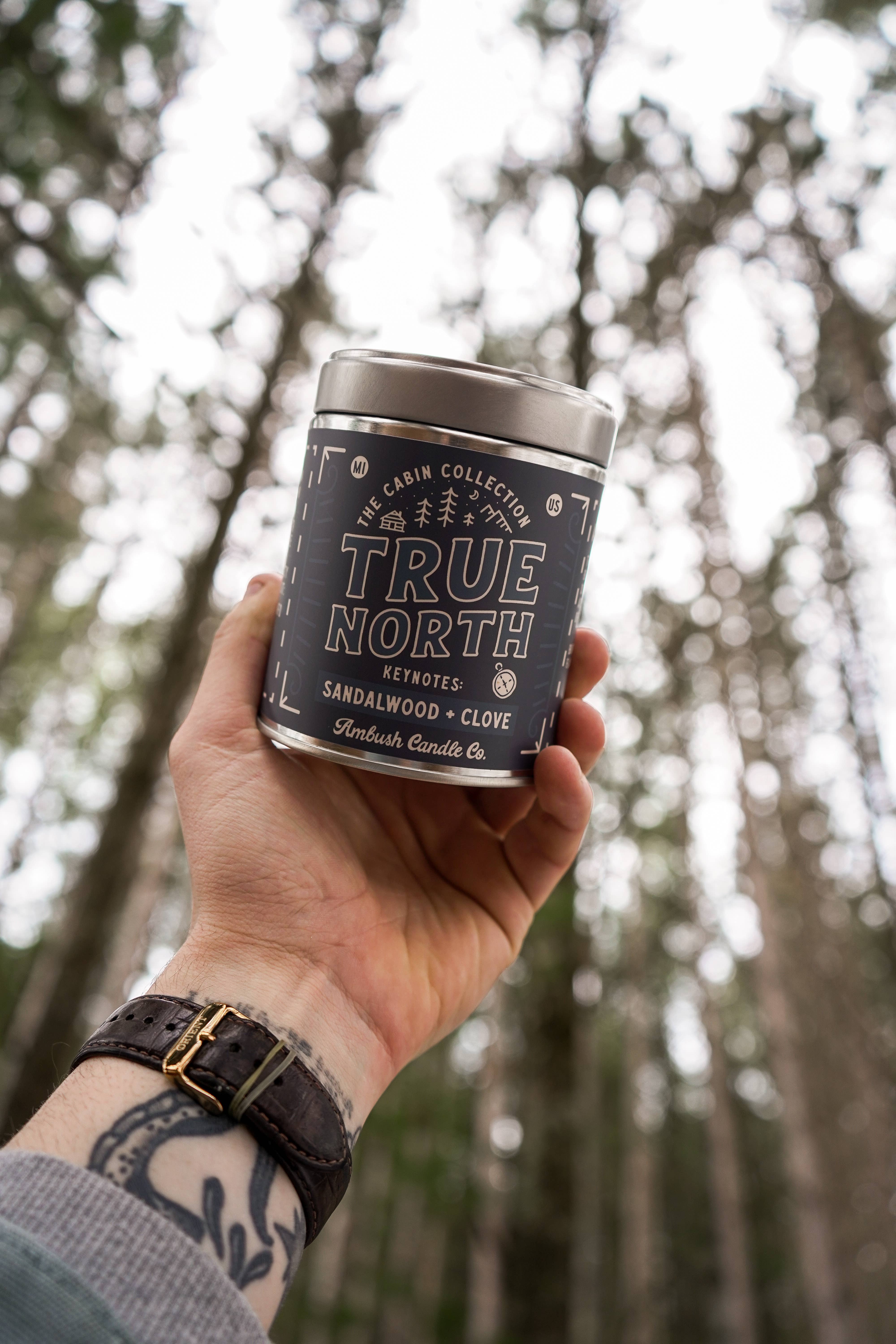 Ambush Candle Co. - Wholesale Travel Candles - True North | Sandalwood + Clove 14oz Soy Candle5