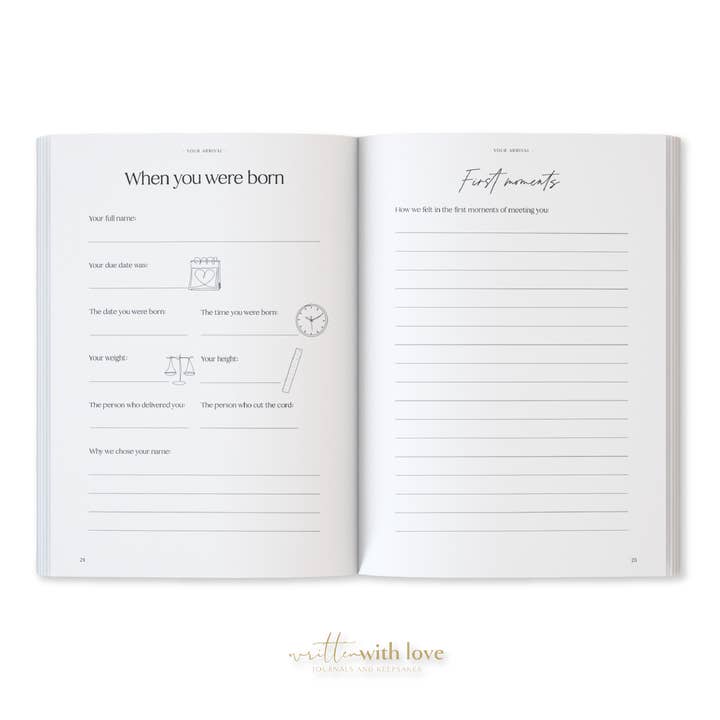 Written With Love – wholesale Memory book – Child & baby – Baby Memory Book with Keepsake Box - Oatmeal 16