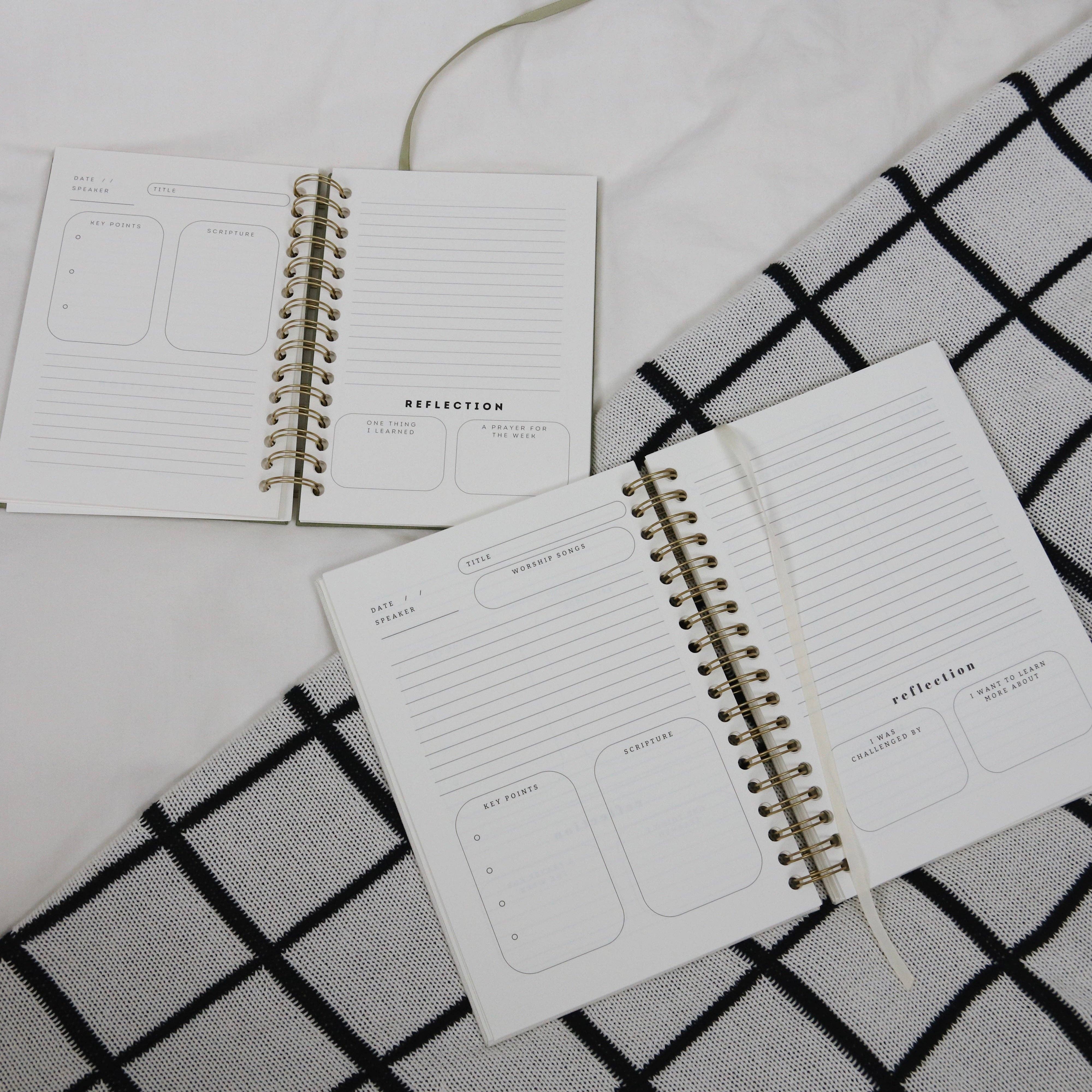 Steadfast and Sustained - Venta al por mayor Diario/agenda - Diario de Notas de la Iglesia - Espiral de Lino, Tamaño Grande (7 x 10")4