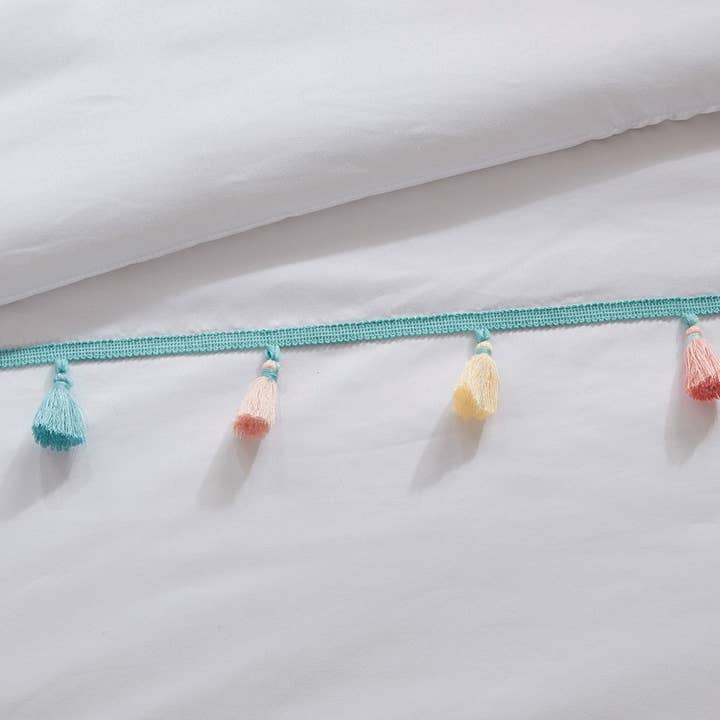 Olliix - Vente Parure de lit – enfant et bébé - Ensemble de couette 4 pièces colorées pour enfant Blanc4