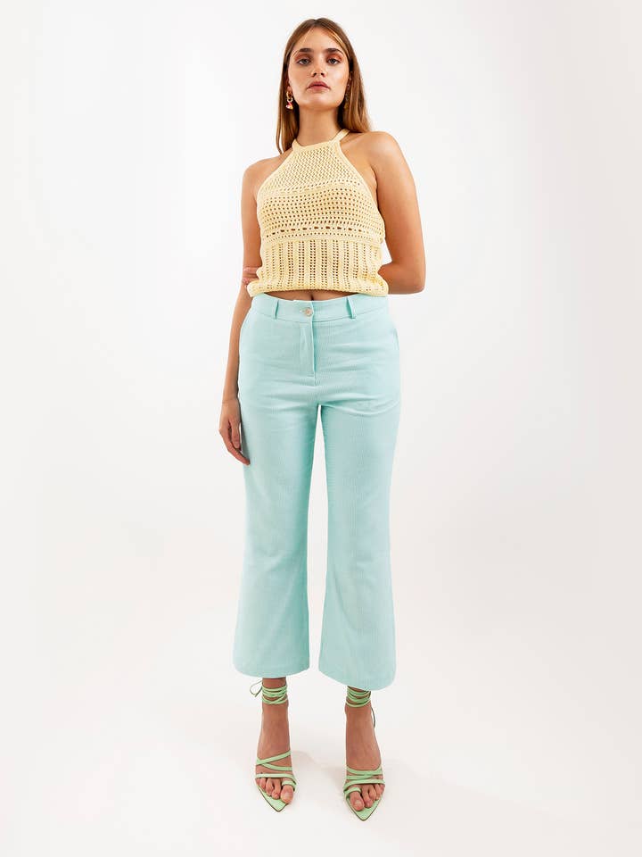 Californian flare suit pants in organic cotton for wholesale by Balèse