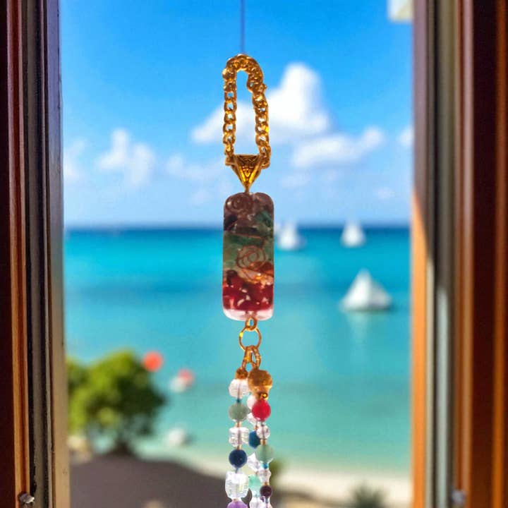 Funky Aura Boutique - Wholesale Suncatcher - Sun Catcher, 7 Chakra Orgonite with Semiprecious Stones3