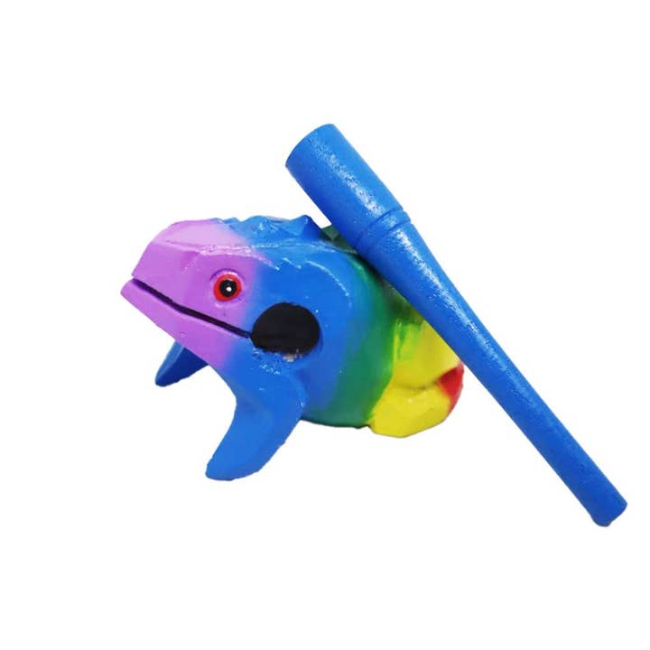Croaking Frog Guiro Wood Multicoloured 7x11x7cm for wholesale by Shared Earth