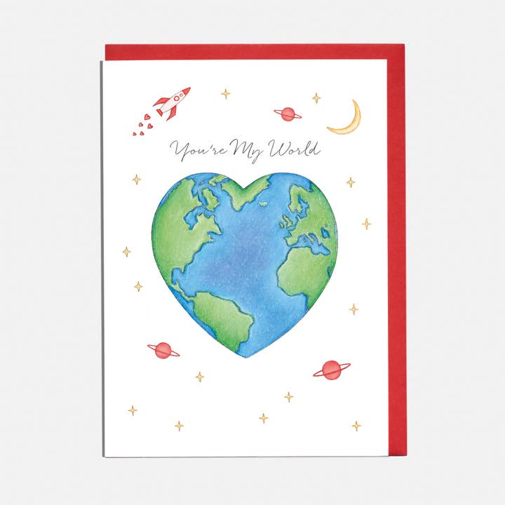 Tarjeta de San Valentín con forma de corazón mundial: «Tú eres mi mundo» para venta al por mayor de Lottie Murphy