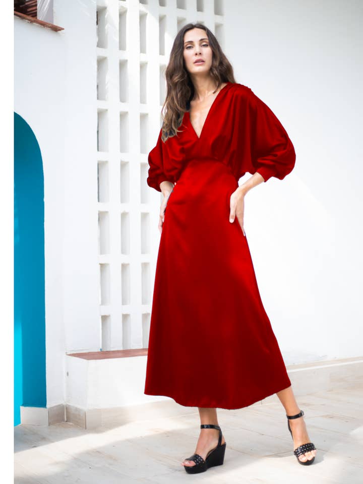 Margara Maxi Luxury Red Dress for wholesale by SOHUMAN
