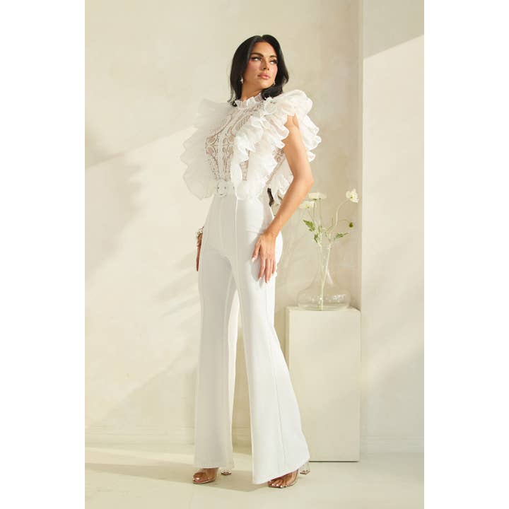The Sang - Wholesale Jumpsuit - Women's - RUFFLED LACE DETAIL JUMPSUIT