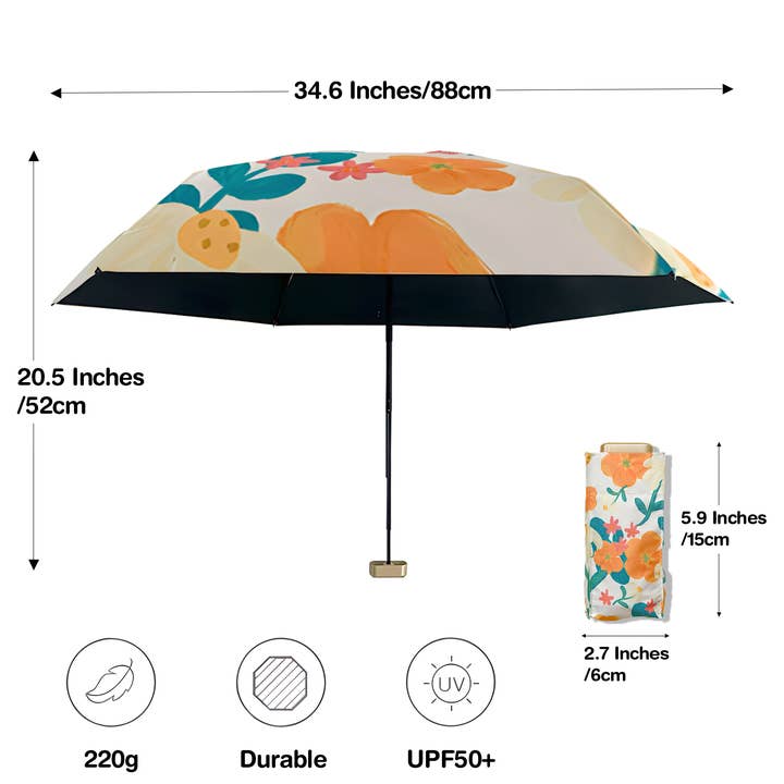 TUTU Home - Tableware & Decor - Wholesale Umbrella - Women's - White "Printemps" Floral Pocket Mini Umbrella3