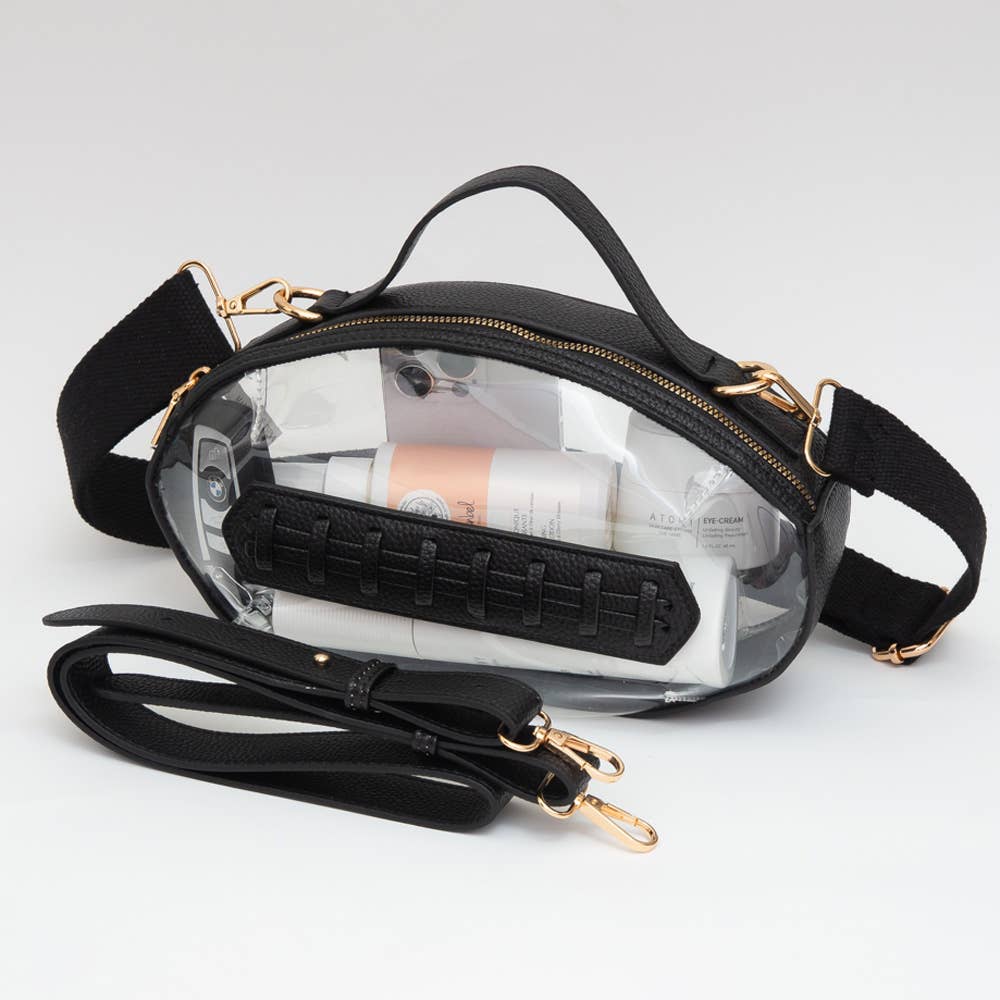 Sensibling Corp. - Wholesale Crossbody Bag - Women's - Football Shaped Transparent Crossbody Bag
2