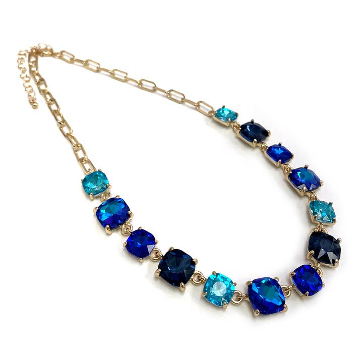 StarryNYC – Großhandel Gliederhalskette – Halskette mit quadratischen Glaskristallen im Kissenschliff9