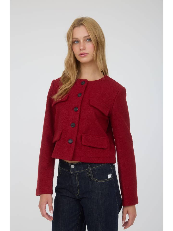 The Workshop Studio - Vente Veste – femme - VESTE EN TWEED UNIE À BOUTONS6