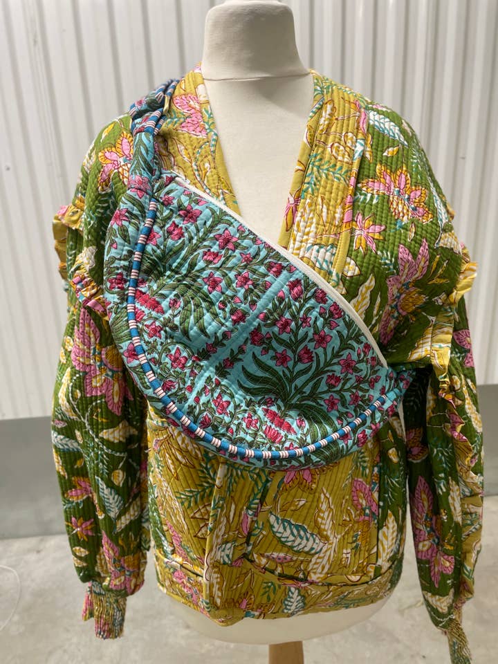 100% Cotton Kantha Quilted Shoulder Bag/Cross Body Bag for wholesale by Funky Yak Ltd