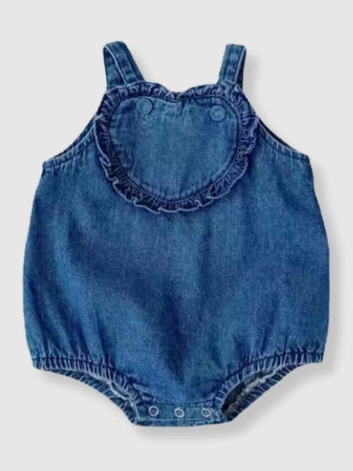 Combinaison en jean cœur 100 % coton pour la vente par Bleu & Co