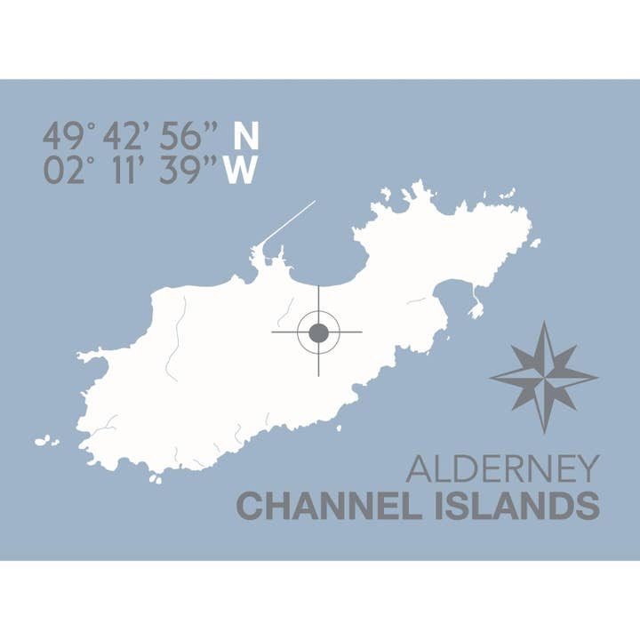 Impressão do mapa costeiro de Alderney por atacado de SeaKisses