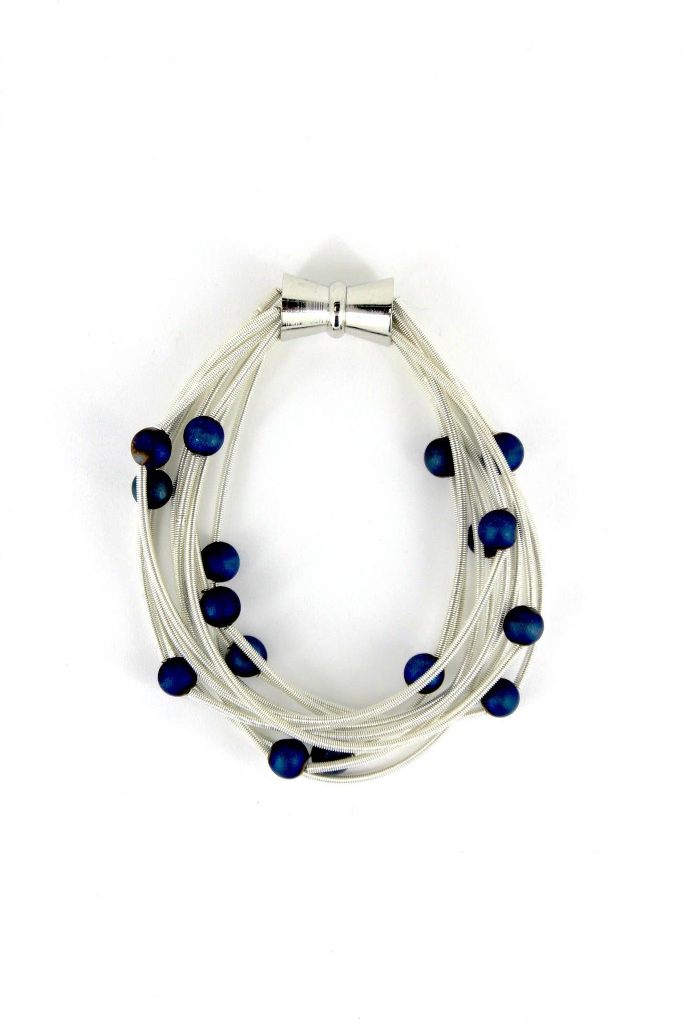 Sea Lily - Wholesale Beaded Bracelet - 10 Layer White Beaded Bracelet with Blue Geode0