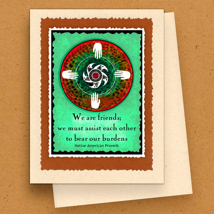 Biglietto d'auguri fatto a mano - Nativi Americani - Amici per la vendita all'ingrosso da parte di The Kaleidoscope Designs