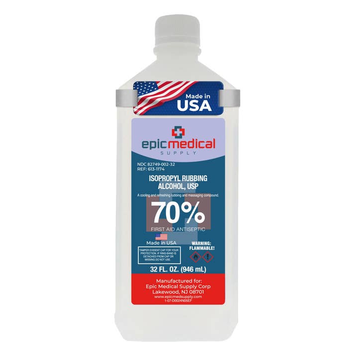 Isopropyl Rubbing Alcohol 70% USP 32 oz for wholesale by Epic Medical Supply