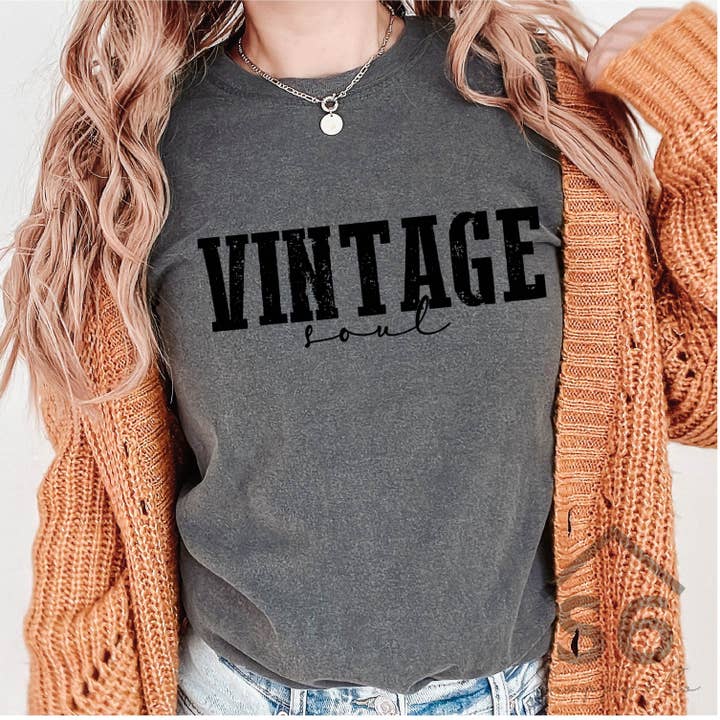 Vintage Soul Screen Print Transfer Black for wholesale by Snappy 6 Co